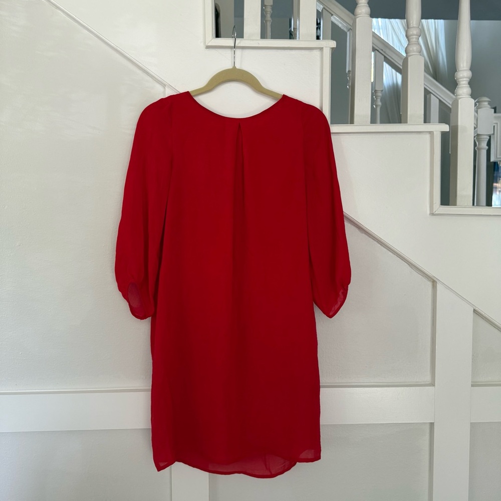H&M Vibrant Red Long Sleeves Shift Dress size 4